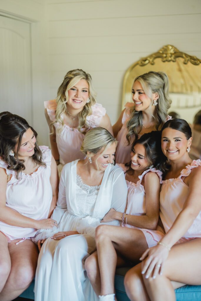 4T Vineyards wedding getting ready in Alabama with bride and bridesmaids
