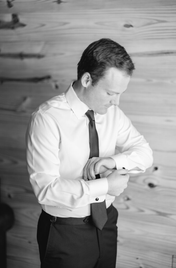 4T Vineyards wedding getting ready in Alabama with groom