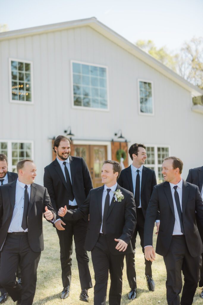 4T Vineyards wedding groomsmen portraits in Alabama with groom and groomsmen
