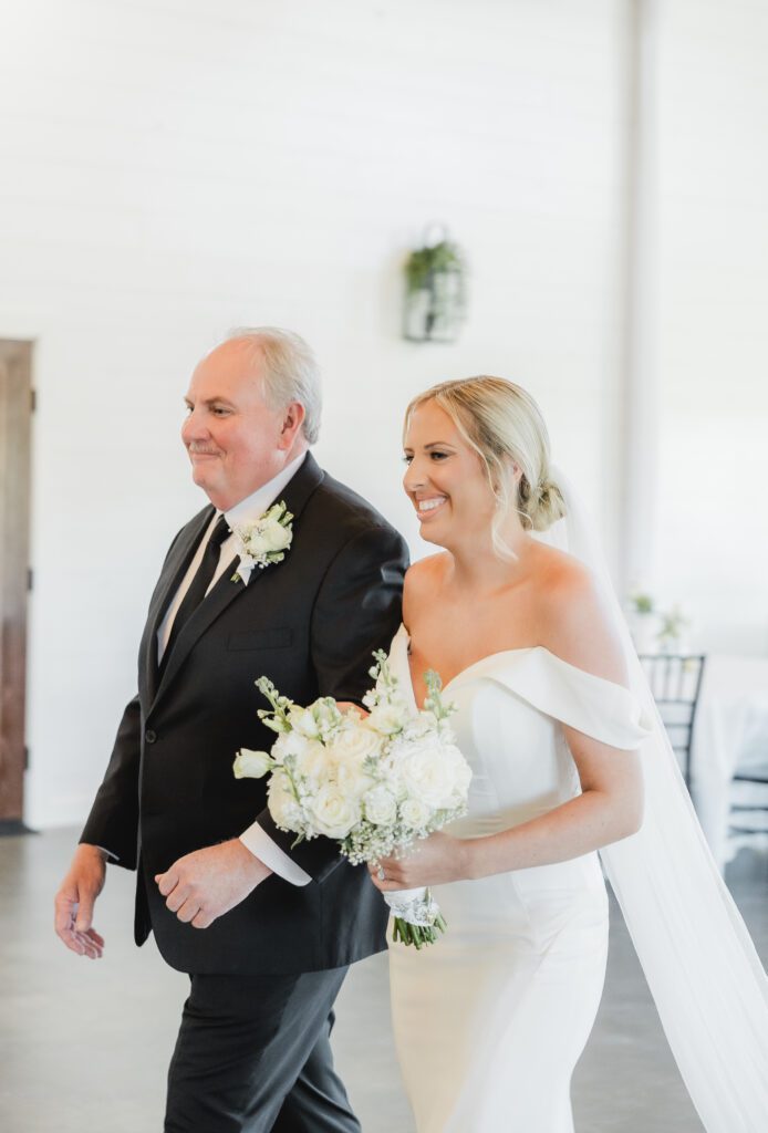 4T Vineyards wedding ceremony in Alabama with bride and father