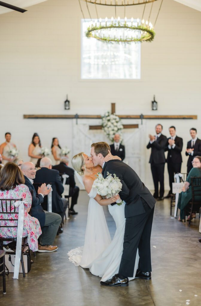 4T Vineyards wedding ceremony in Alabama with bride and groom