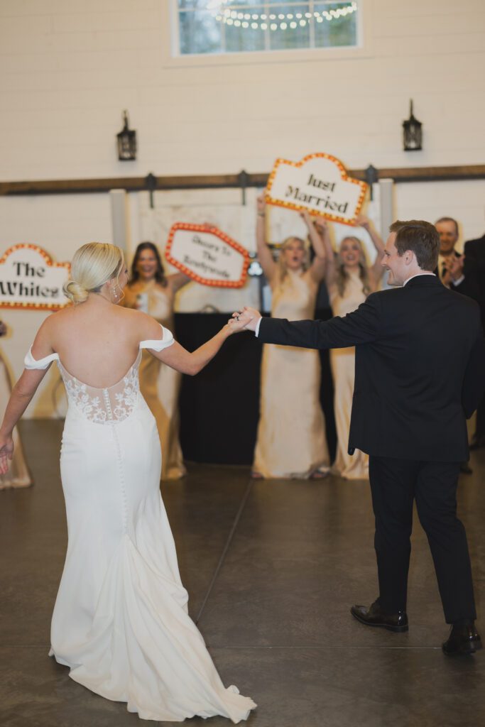 4T Vineyards wedding reception in Alabama with bride and groom