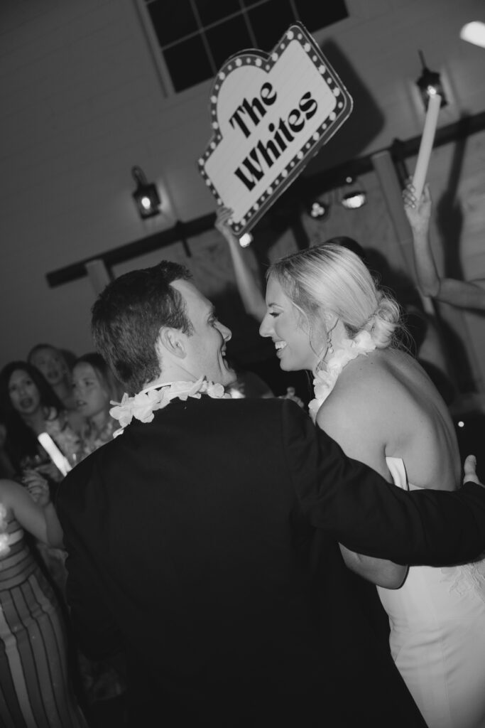 4T Vineyards wedding reception in Alabama with bride and groom