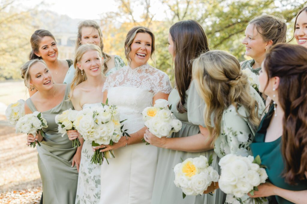 Bridesmaids portraits before ceremony at Reid Chapel wedding in Birmingham Alabama