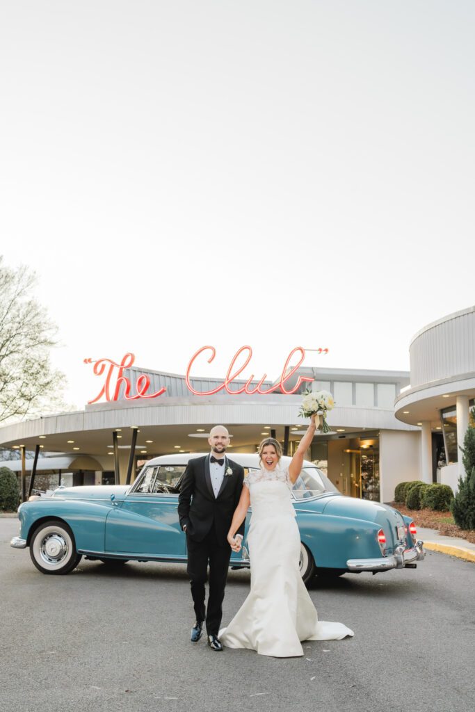 Bride and groom portraits at The Club in Birmingham Alabama