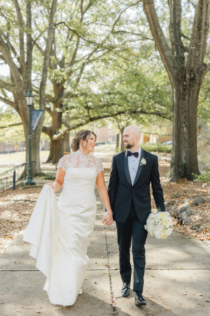 Bride and groom portraits with a garden party wedding aesthetic in Birmingham Alabama
