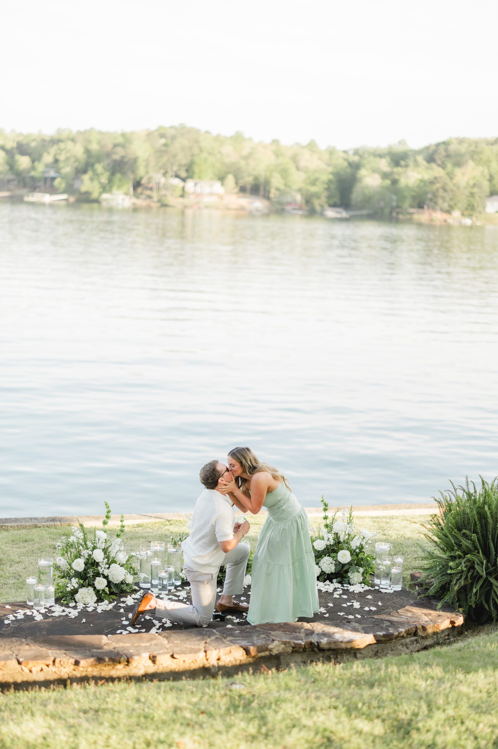 emotional reaction during surprise proposal at Smith Lake Alabama