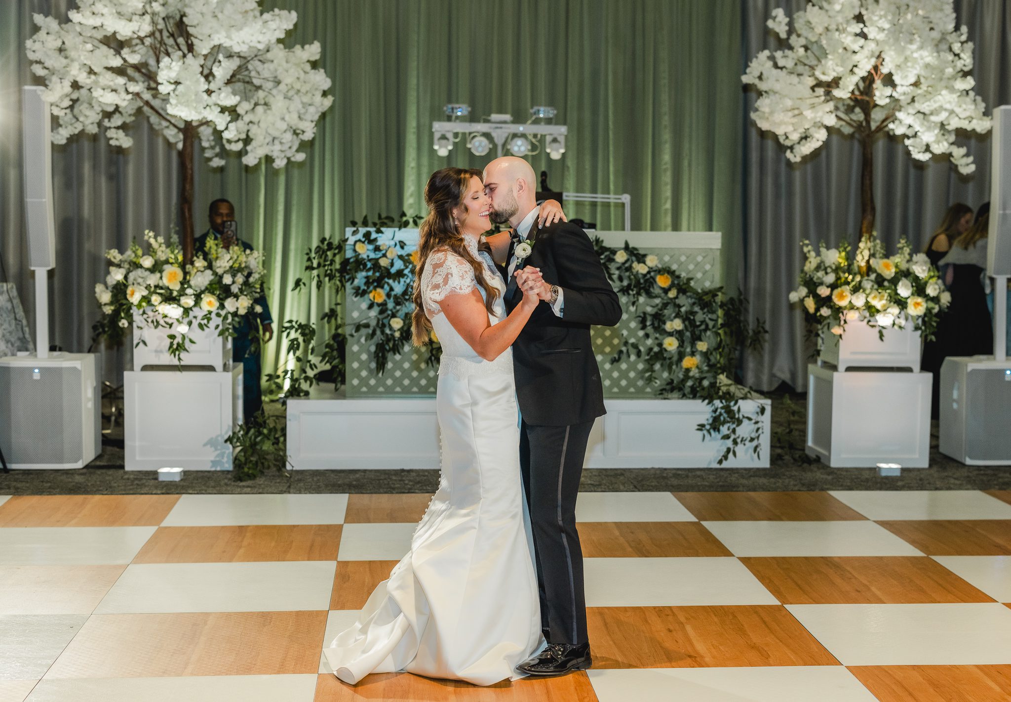 Bride and groom sharing their first dance at The Club Birmingham wedding reception