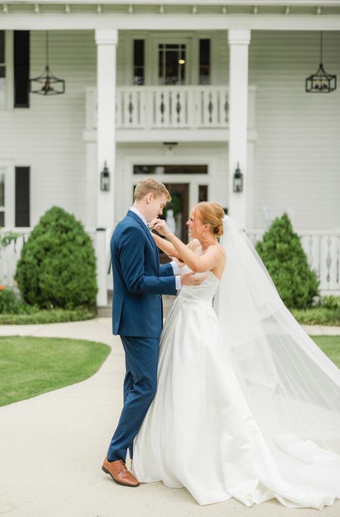 Bride and groom emotional first look before Birmingham wedding ceremony