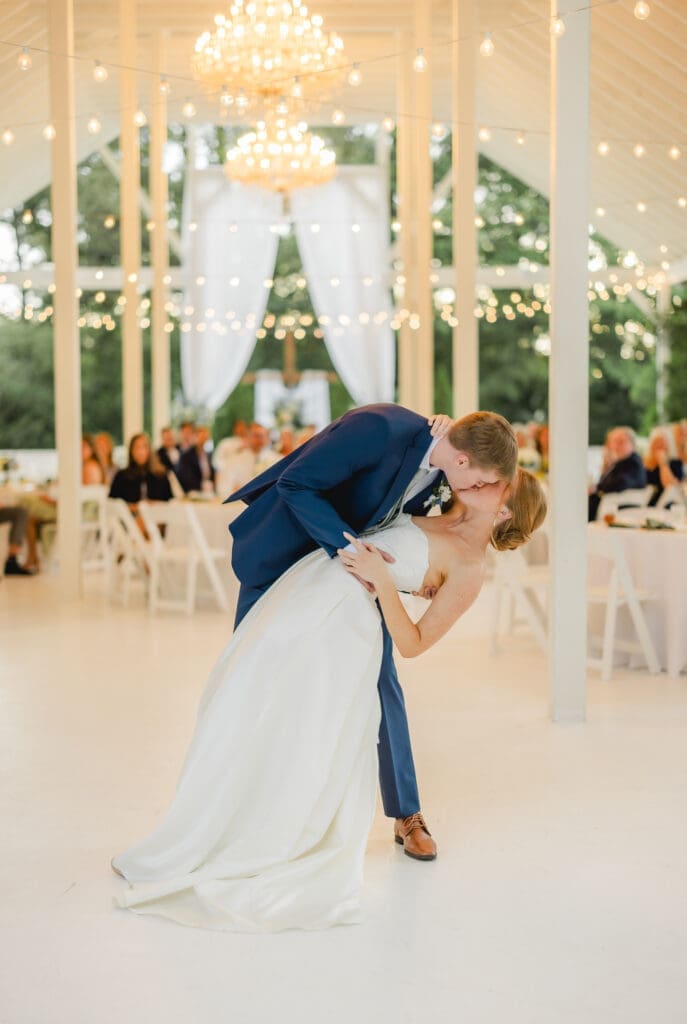 Newly married couple celebrating after ceremony