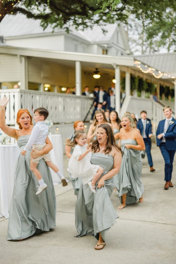 Newly married couple celebrating after ceremony