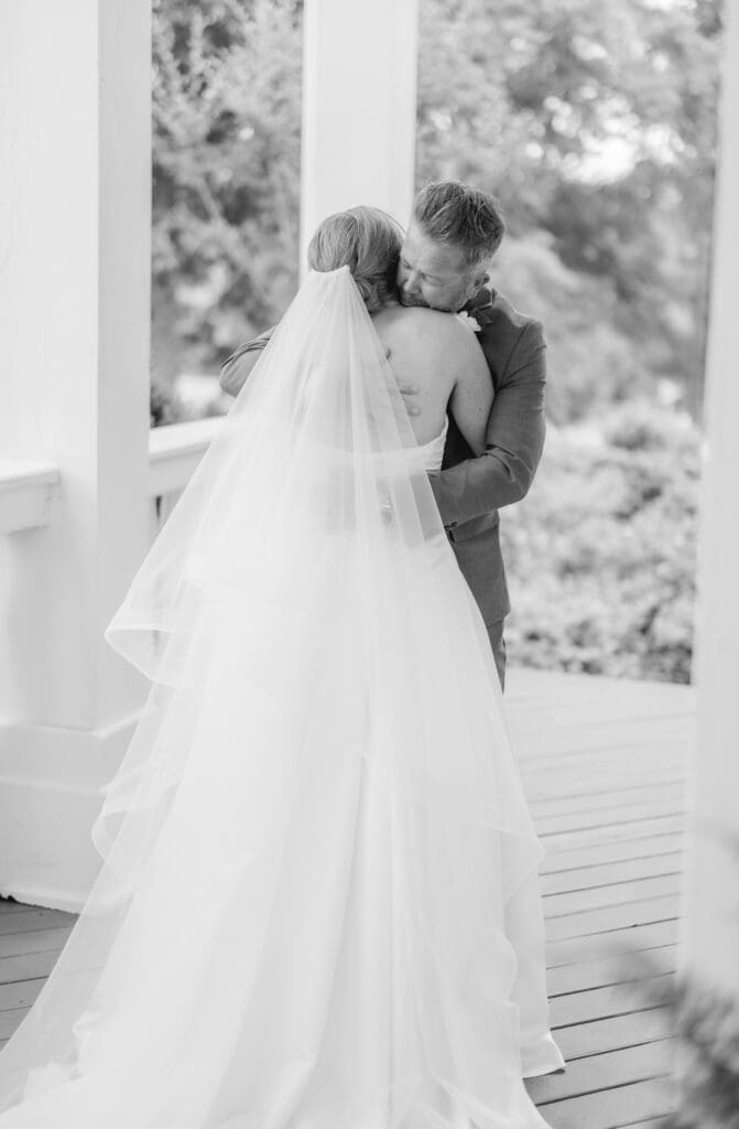 Emotional father daughter first look at Camelot Manor wedding