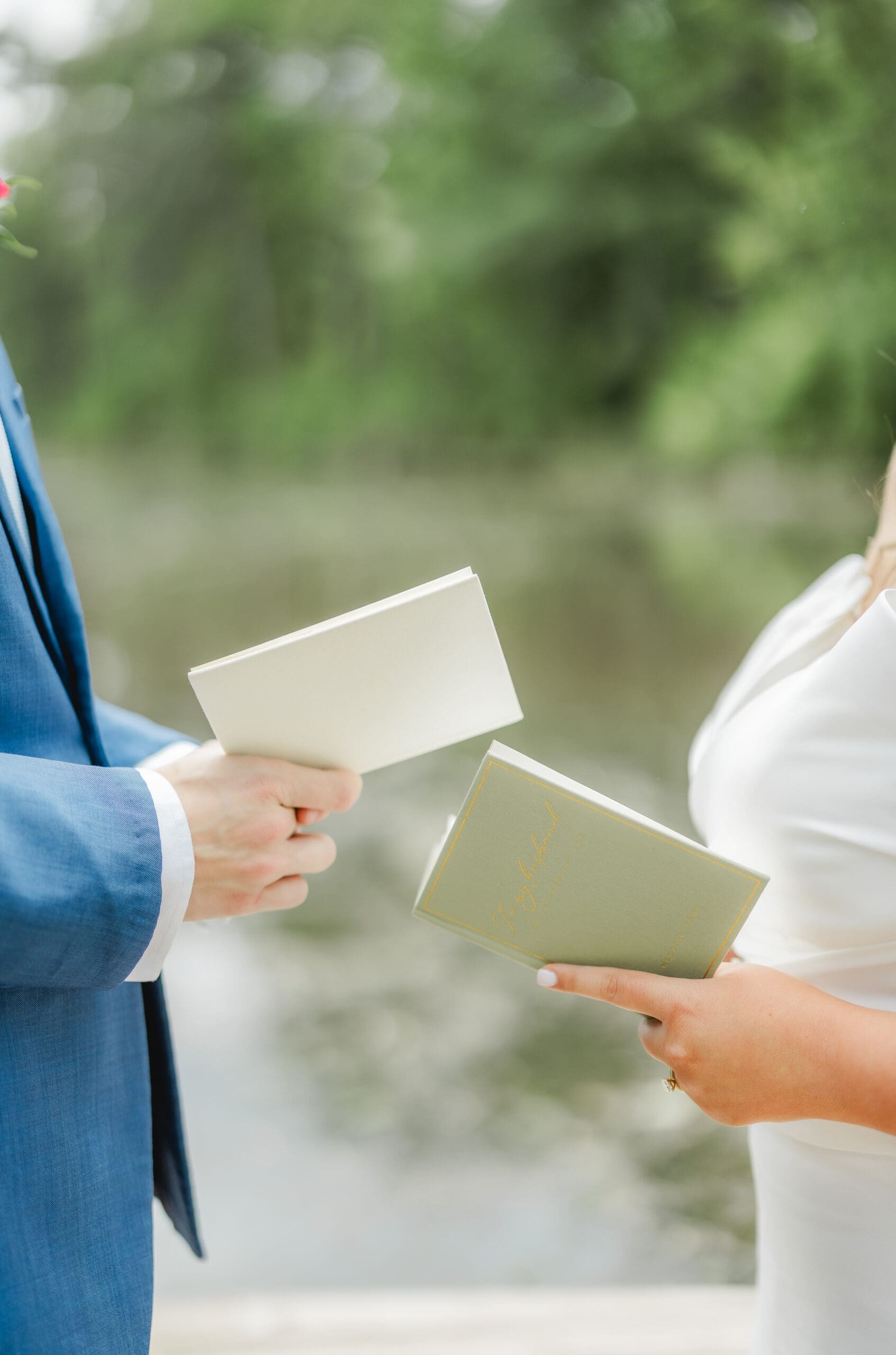 Emotional vows between bride and groom at Hoyt Hollow wedding