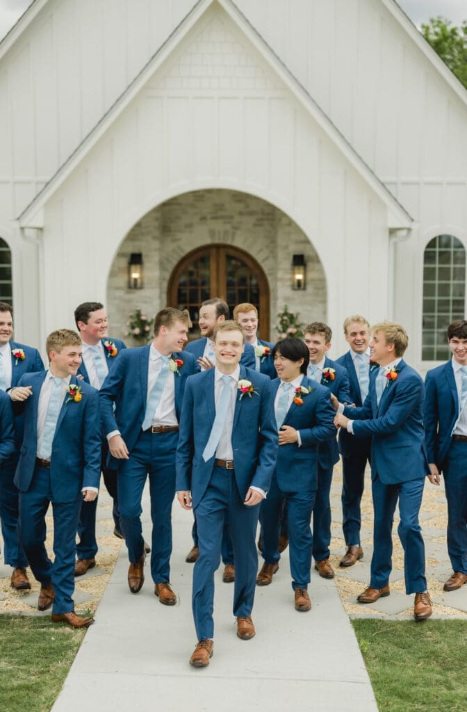 Groom and groomsmen at Hoyt Hollow wedding in Alabama