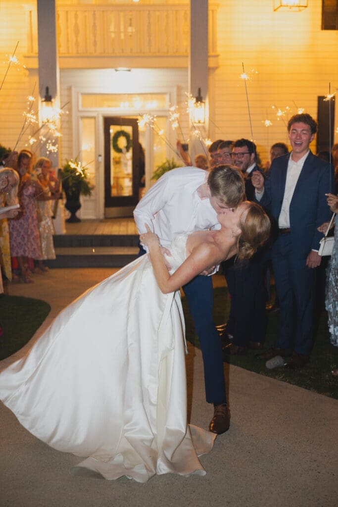 Bride and groom sparkler exit at Camelot Manor wedding