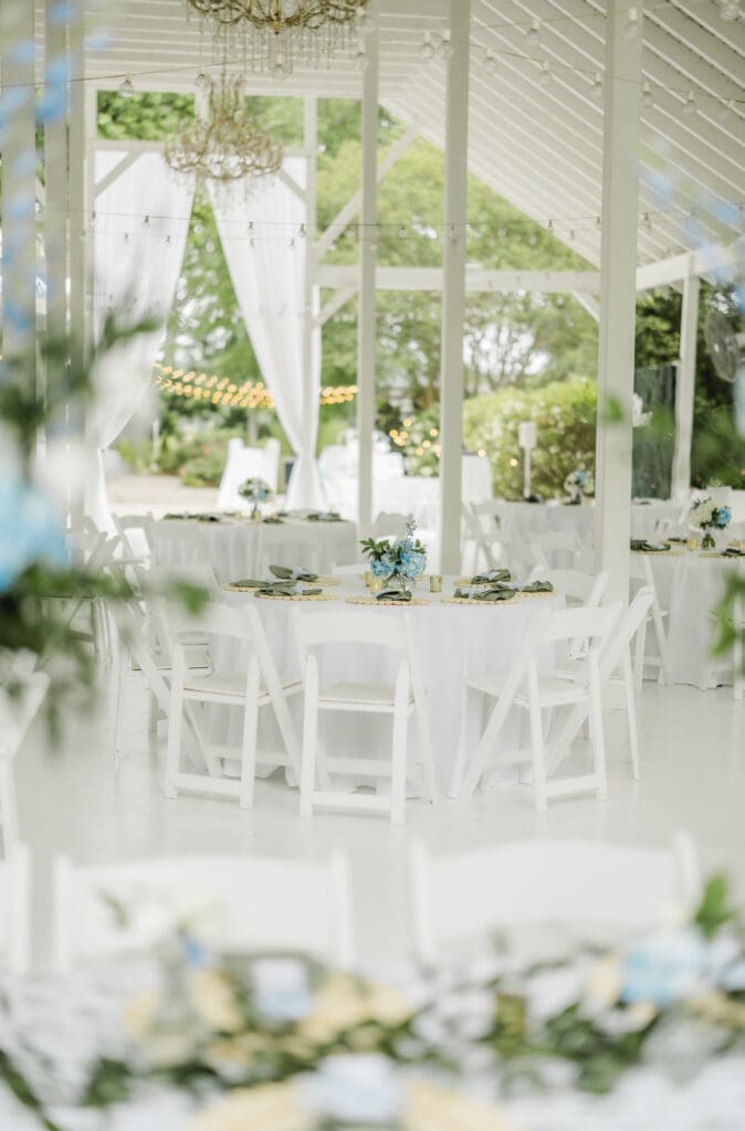 Timeless wedding reception design at Camelot Manor