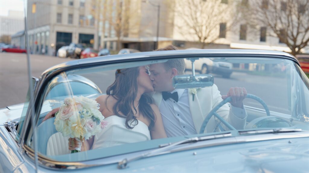 Downtown Birmingham wedding portraits at sunset