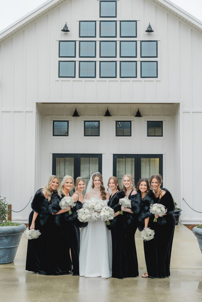 Bride celebrating with her bridesmaids at Ridge Pointe.