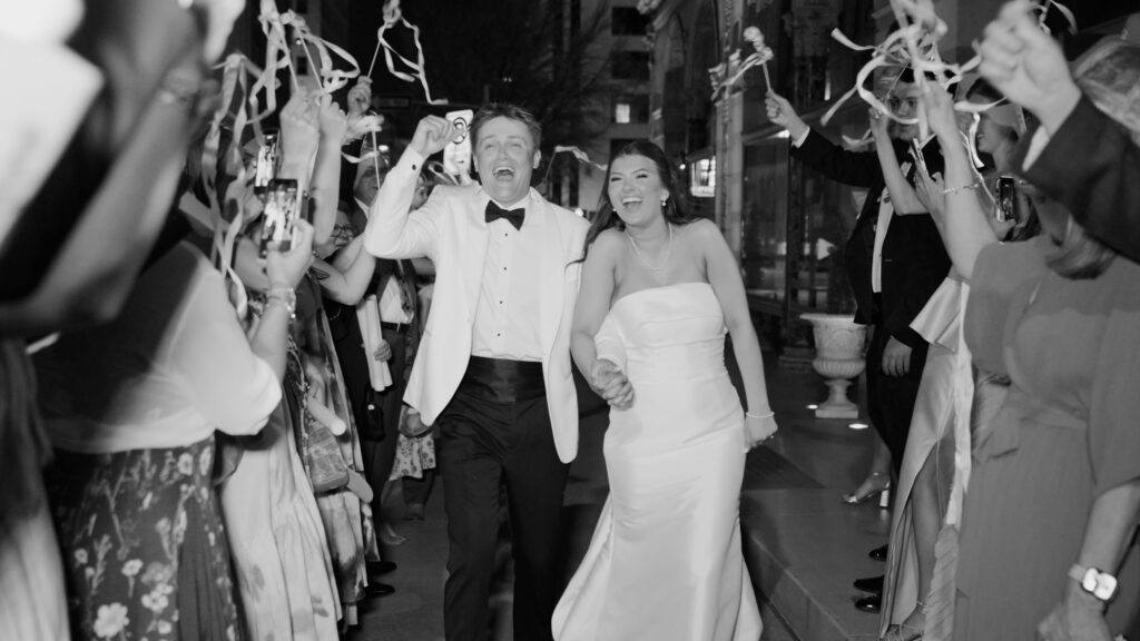 Couple exiting reception at The Florentine