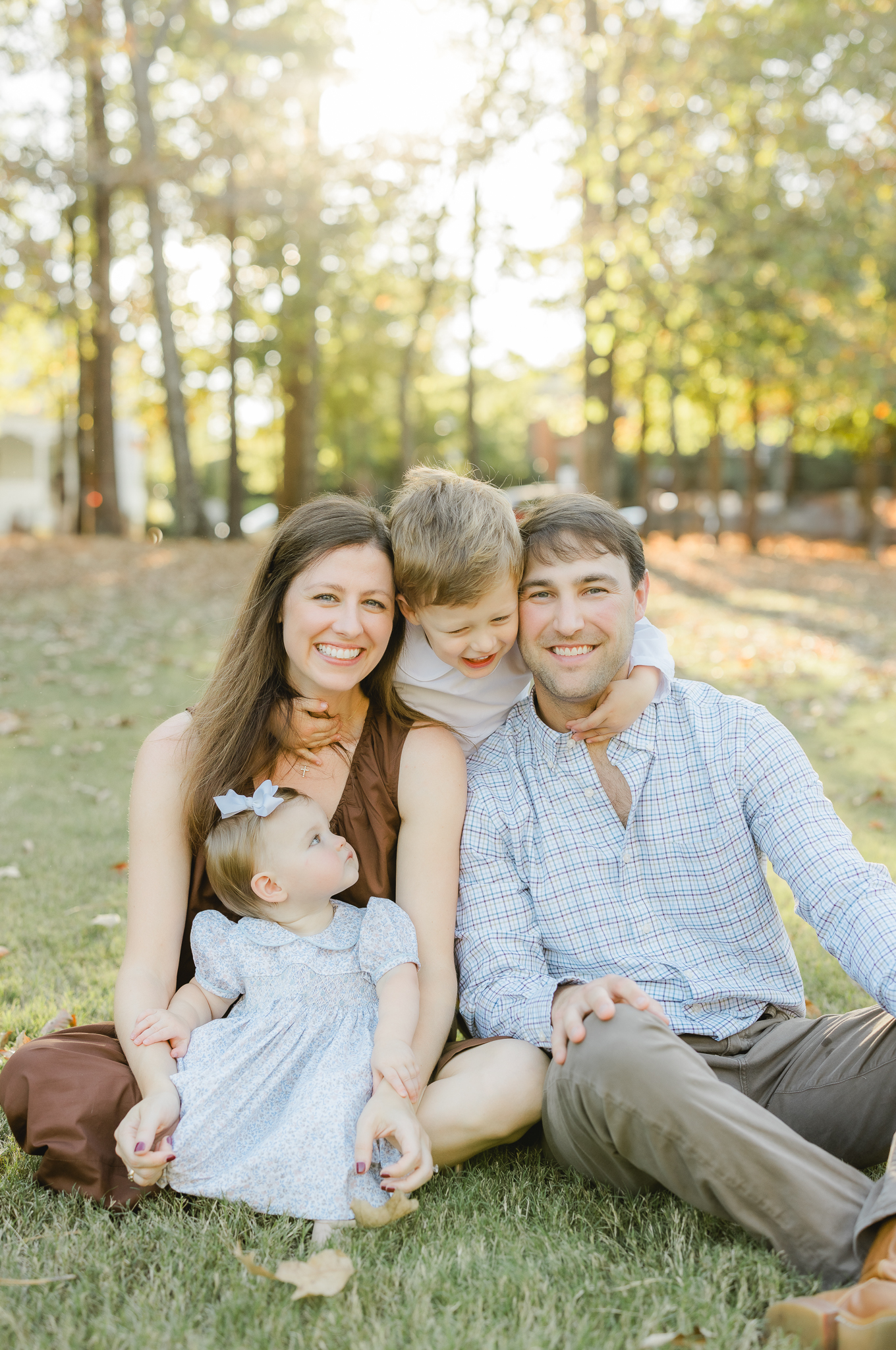Family enjoying outdoor fall family photos in Birmingham Alabama