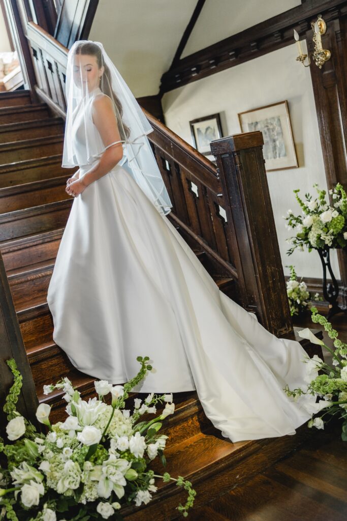 Bridal portrait at Clubhouse on Highland before wedding ceremony in Birmingham Alabama