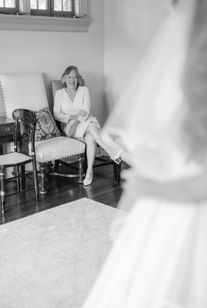 Grandma seeing bride in dress at Clubhouse on Highland