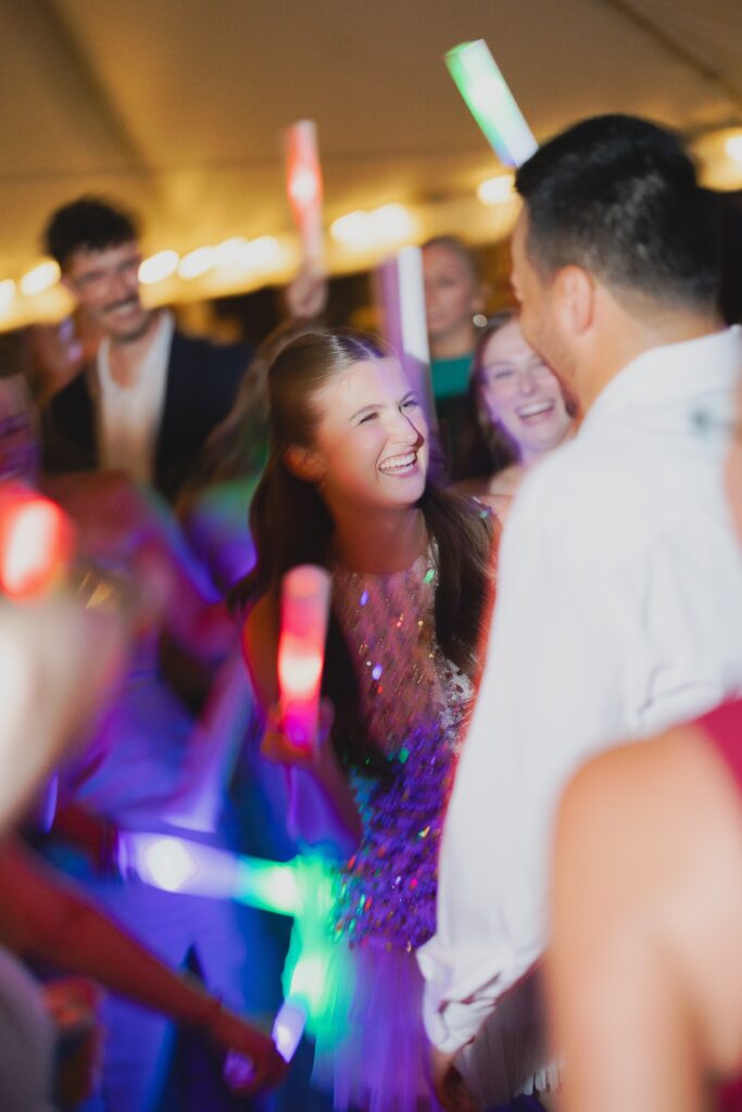 Kendall dancing at reception at Clubhouse on Highland