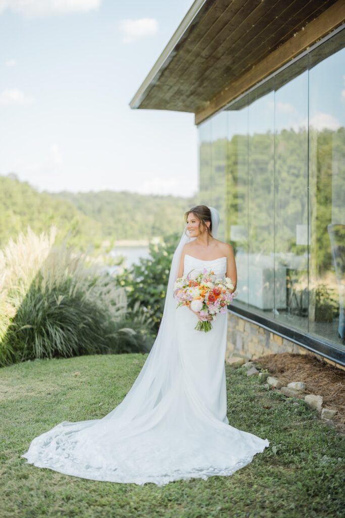 Bride and getting ready in the Glass House at The Barn at Smith Lake