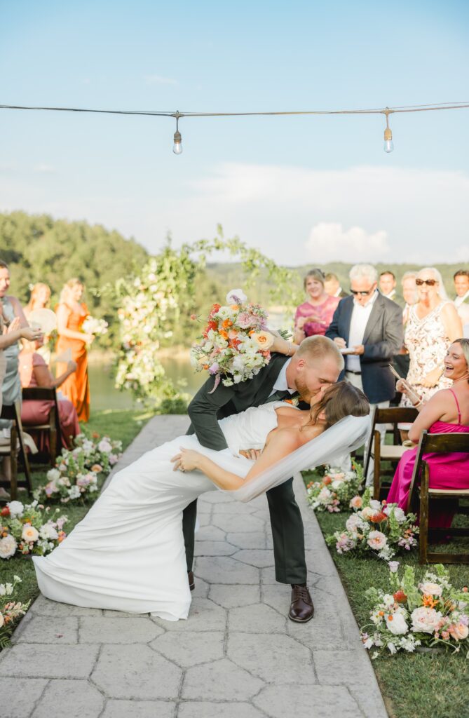 Bride and groom get married at The Barn at Smith Lake