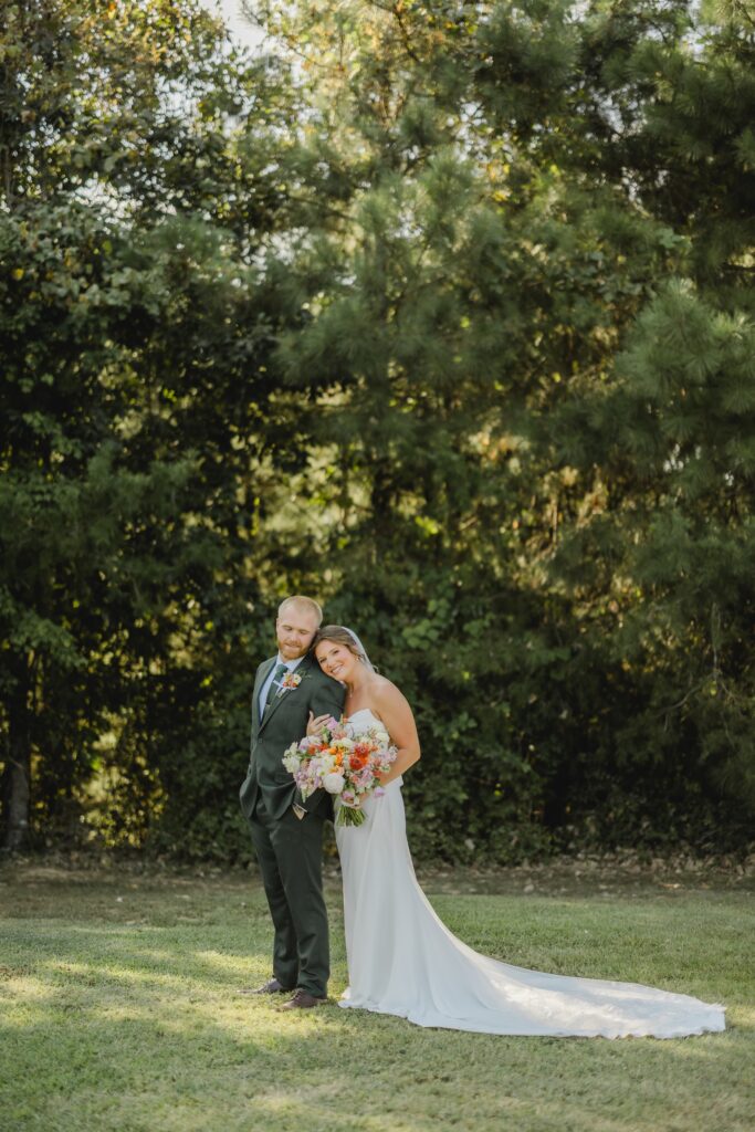 Bride and groom portraits at The Barn at Smith Lake