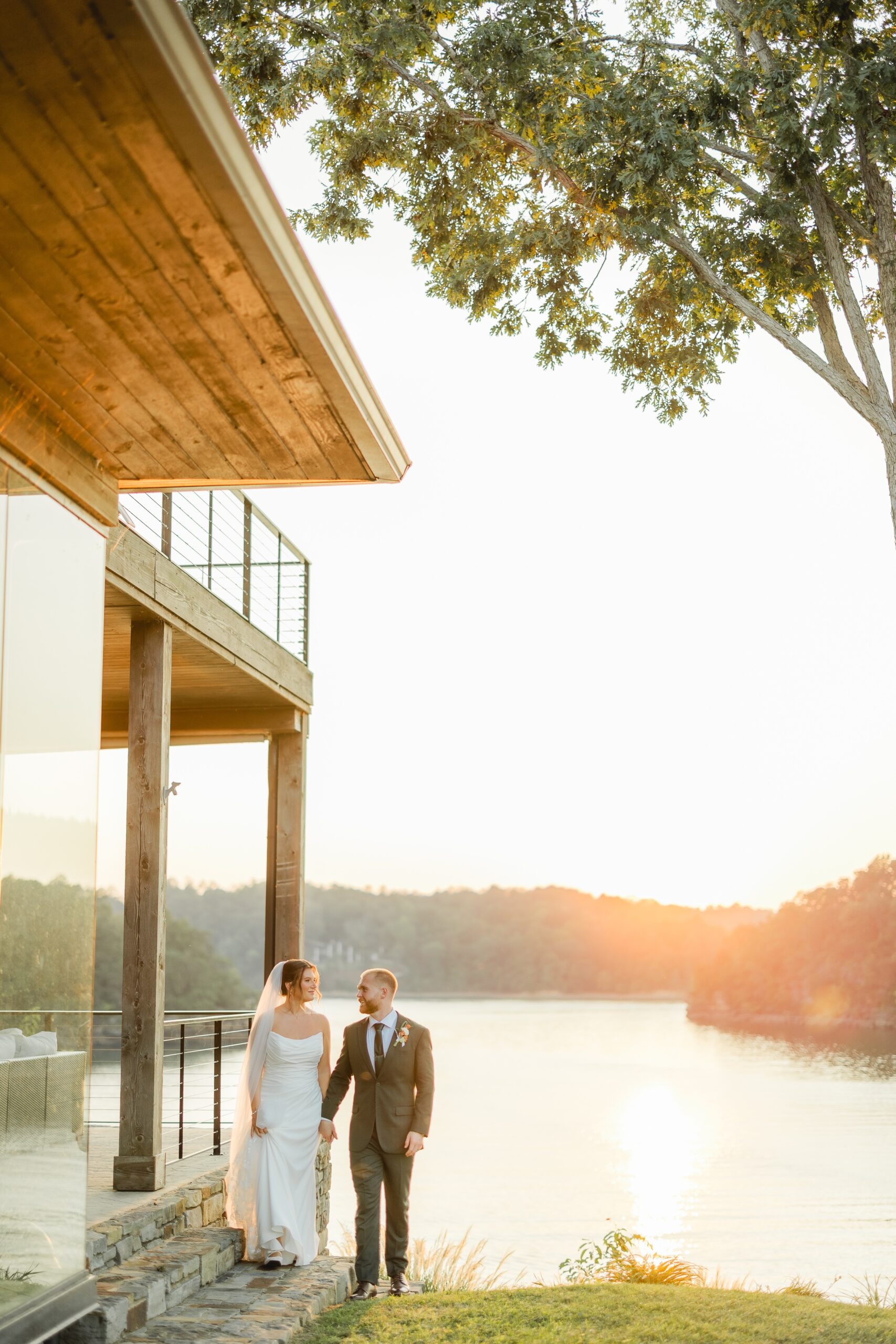 Romantic sunset portrait of Jack and Jess at Smith Lake