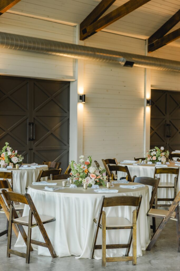 Wedding reception details at The Barn at Smith Lake