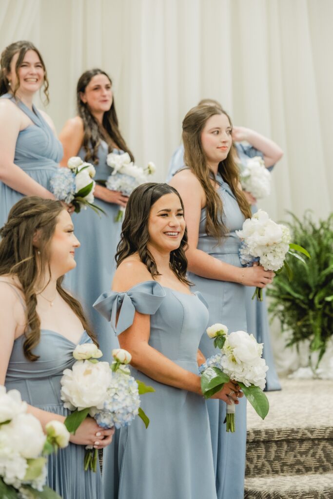 Bridesmaids waiting for Abby before the wedding ceremony begins.