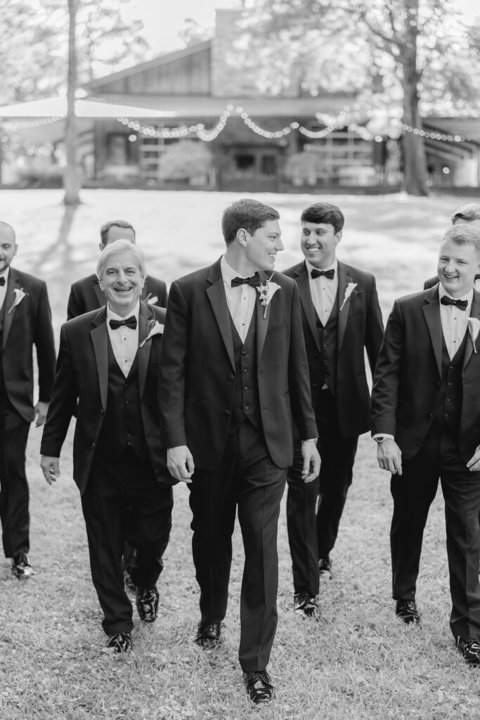 Jonathan walking with his groomsmen before the ceremony.