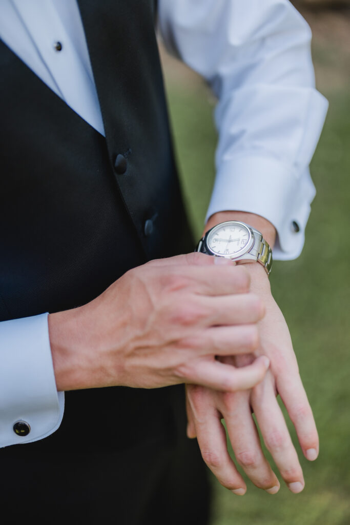 Jonathan getting ready with his watch